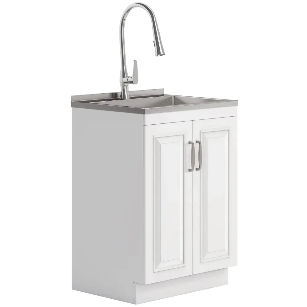 Darwin - Deluxe Laundry Cabinet Pull-Out Faucet And Stainless Steel Sink