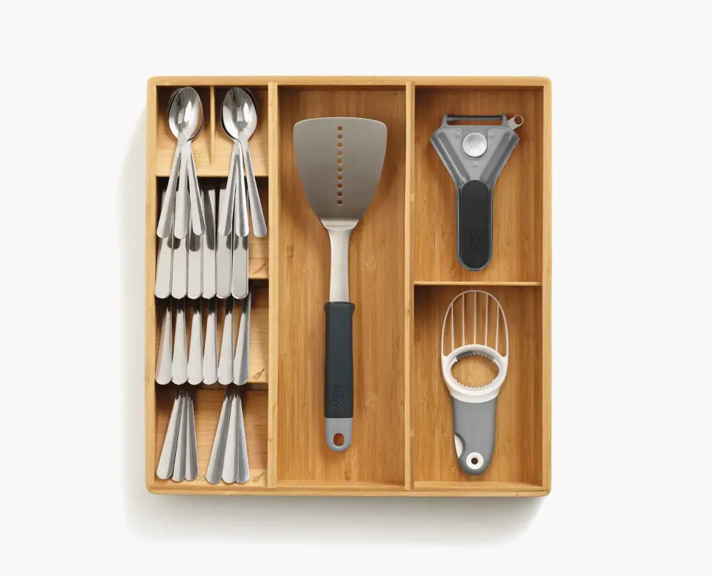 DrawerStore™ Bamboo-fiber Cutlery, Utensil & Gadget Organizer
