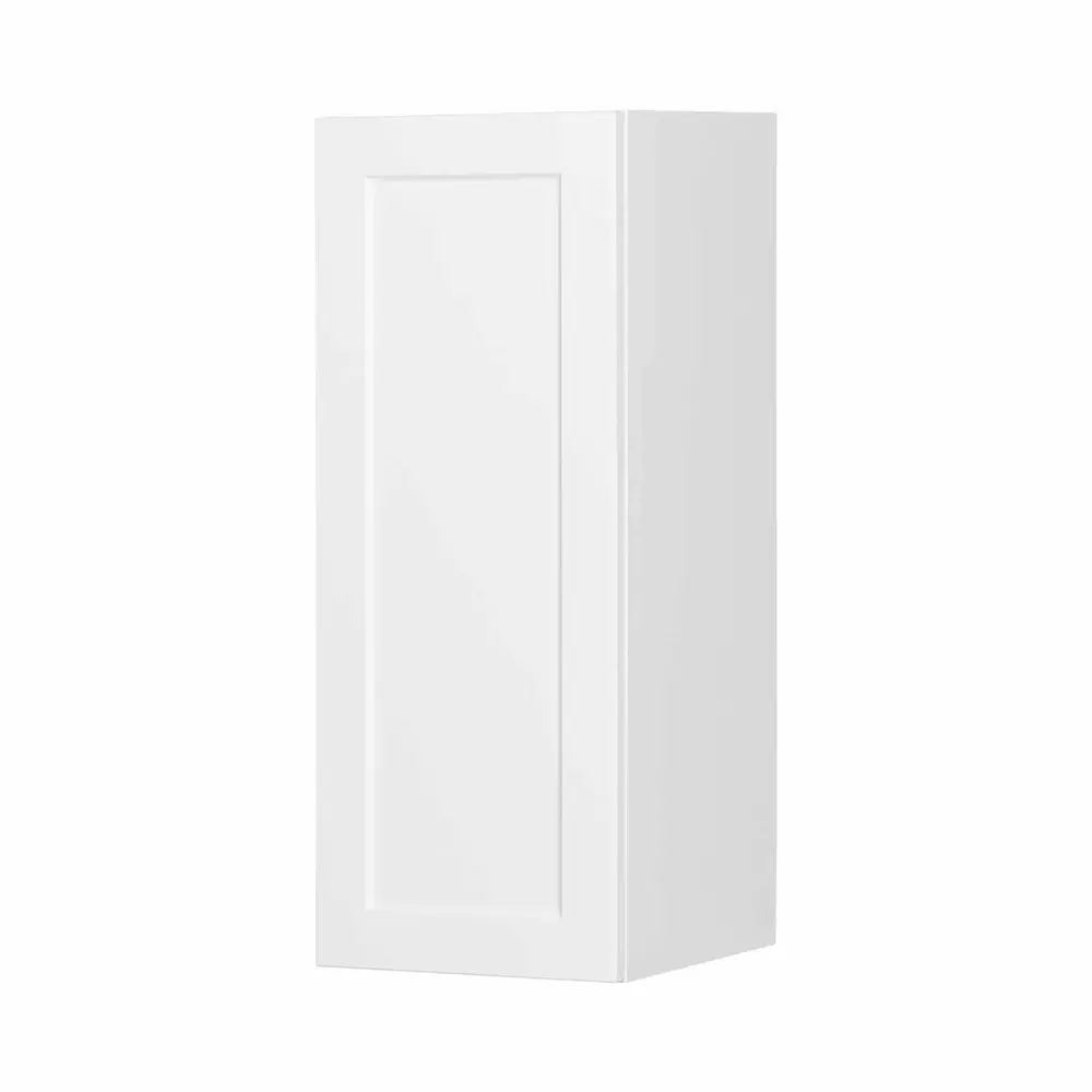 White Melamine Shaker Style Kitchen Wall Cabinet 1 Door Ivory, 12"