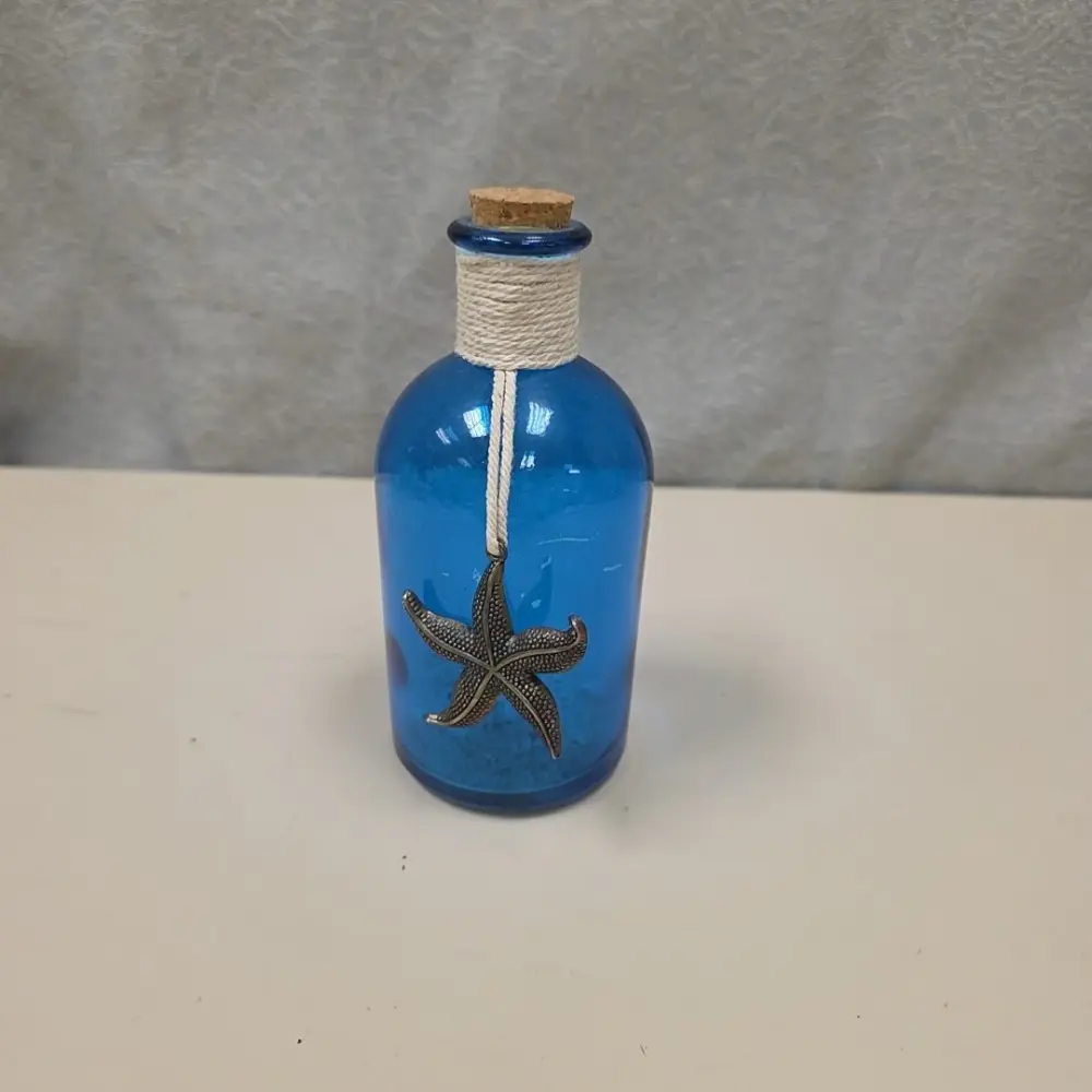 AZURE BOTTLE W/STARFISH