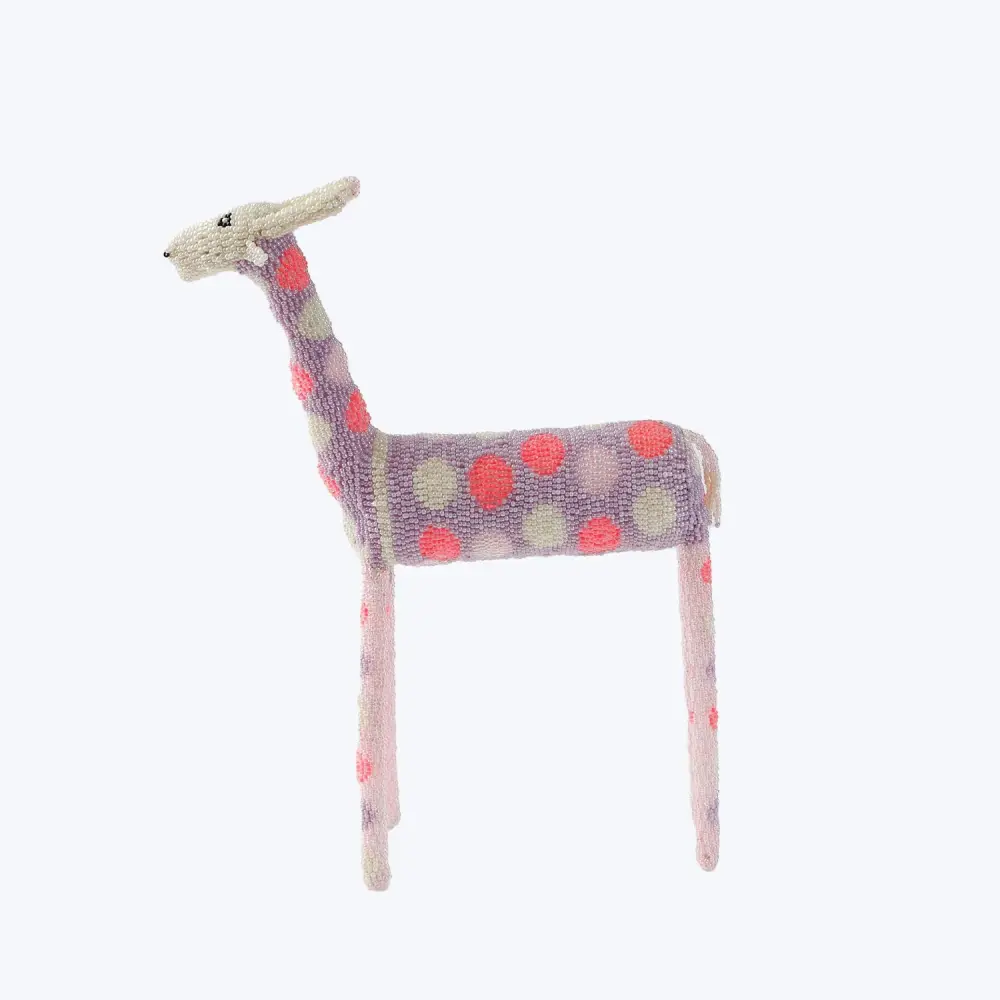 Coral Beaded Giraffe