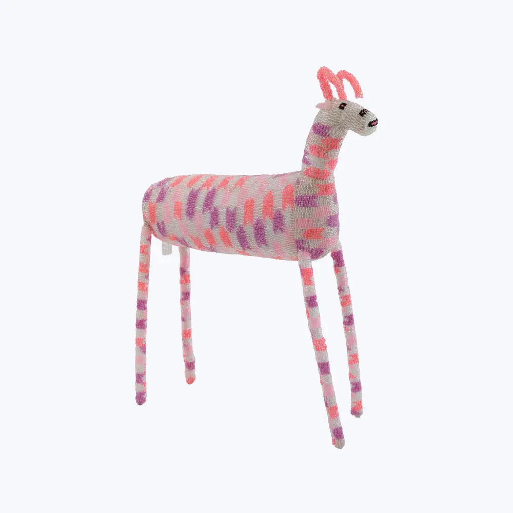 Generous Pink Checkered Beaded Antelope