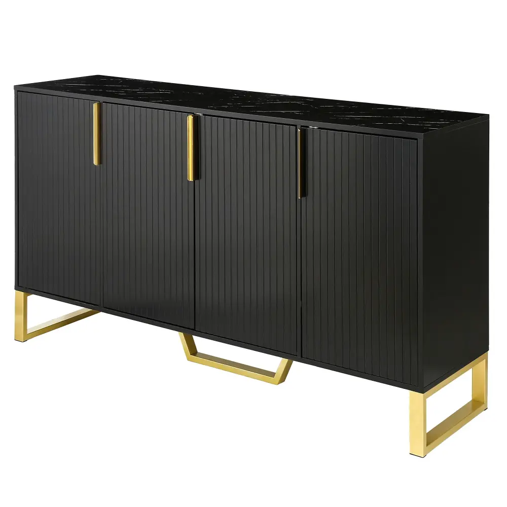 Modern Sideboard Four Doors, Metal Processes & Legs And Adjustable Shelves Kitchen Cabinet