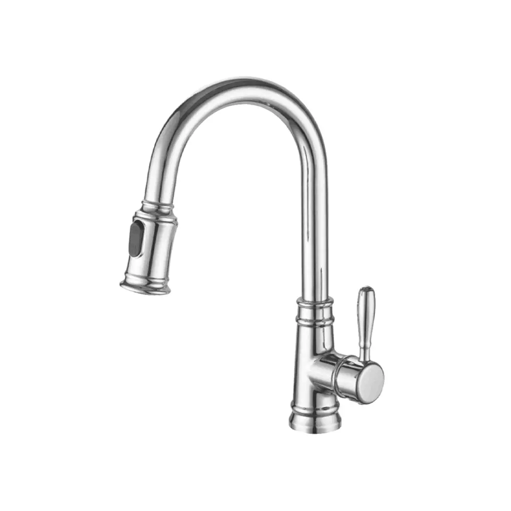 MONACO Single Handle Kitchen Faucet, Shiny metal
