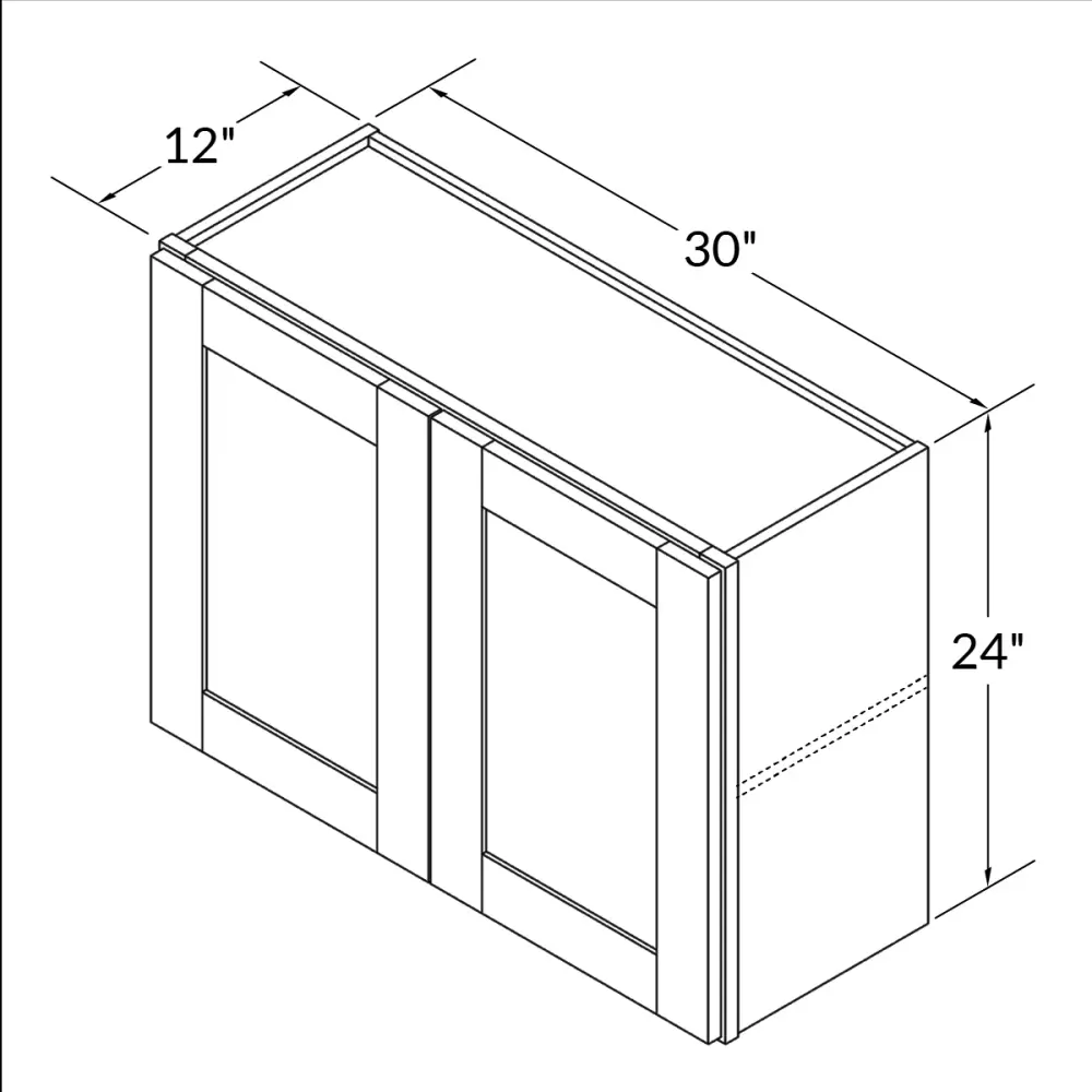 Wall Kitchen Cabinet W3024 Danbury Sapphire LessCare 30 . width 24 . height 12 . depth