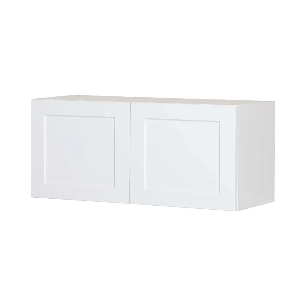 White Melamine Shaker Style Kitchen Fridge Cabinet 2 Doors, 33"