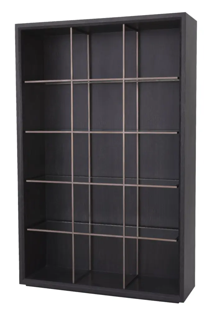 Bronze 4-Shelf Bookcase Eichholtz Hennessey - Modern Home Library Shelf