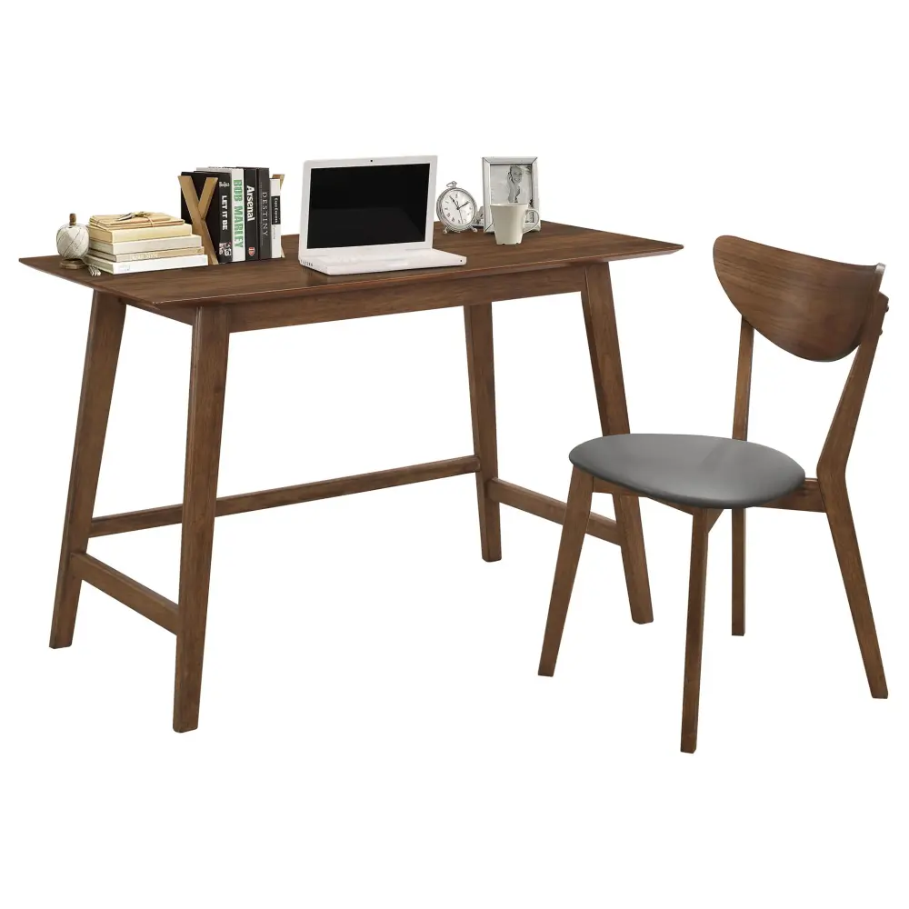 2 Piece Home Office Desk And Chair Set - Gray / Walnut Chestnut