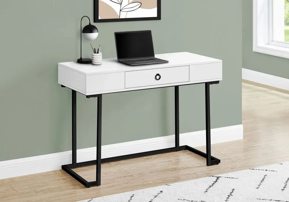 Computer Desk Home Office, High-shine, Storage Drawer