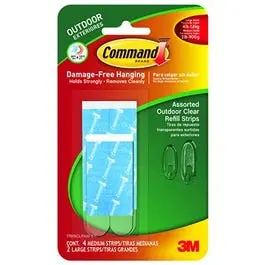Outdoor Hook Strip Refills Medium-Large Clear 6-Pack Organization Command