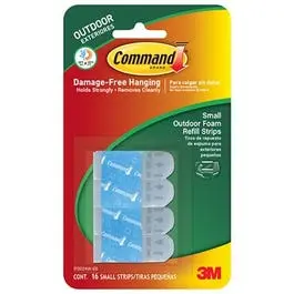 Outdoor Hook Strip Refills Small Foam 16-Pack Lightweight Items Command