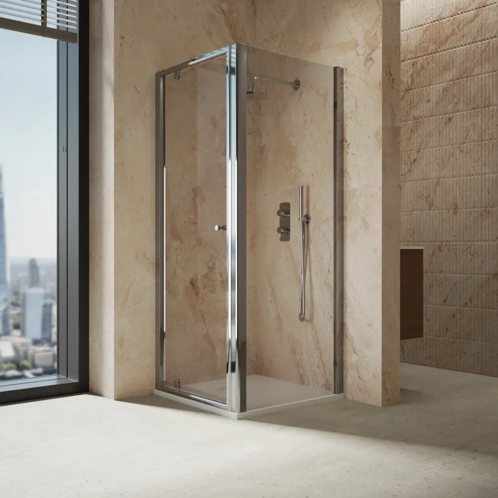 Roman Haven6 Pivot Shower Enclosure - 800mm x 800mm - Chromium Non-Slip Base | 5-Year Warranty