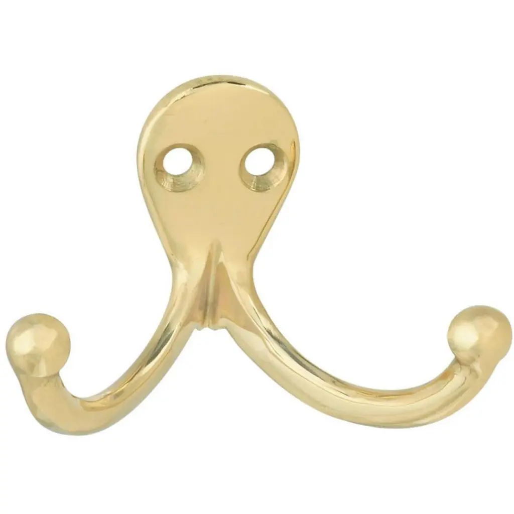 National Polished Brass Double Cloth Wardrobe Hook - Durable and Stylish