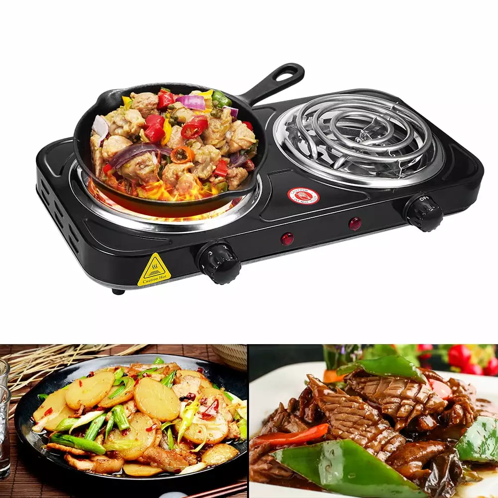 JahyElec Electric Camping Double Burner Hot Plate 2000W Portable Cooking Stove