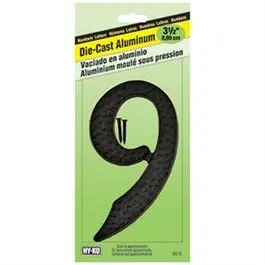 Black Die-Cast Aluminum House Address Number 9 3-1/2-Inch Home Décor Hy-Ko