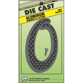Black Die-Cast Aluminum House Address Number 0 4.5-Inch Home Décor Hy-Ko