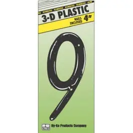 Black Plastic Nail- Address Number 9 4-Inch House or Mailbox Hy-Ko