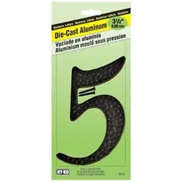 House Address Number 5 Black Die-Cast Aluminum 3.5-Inch Hy-Ko