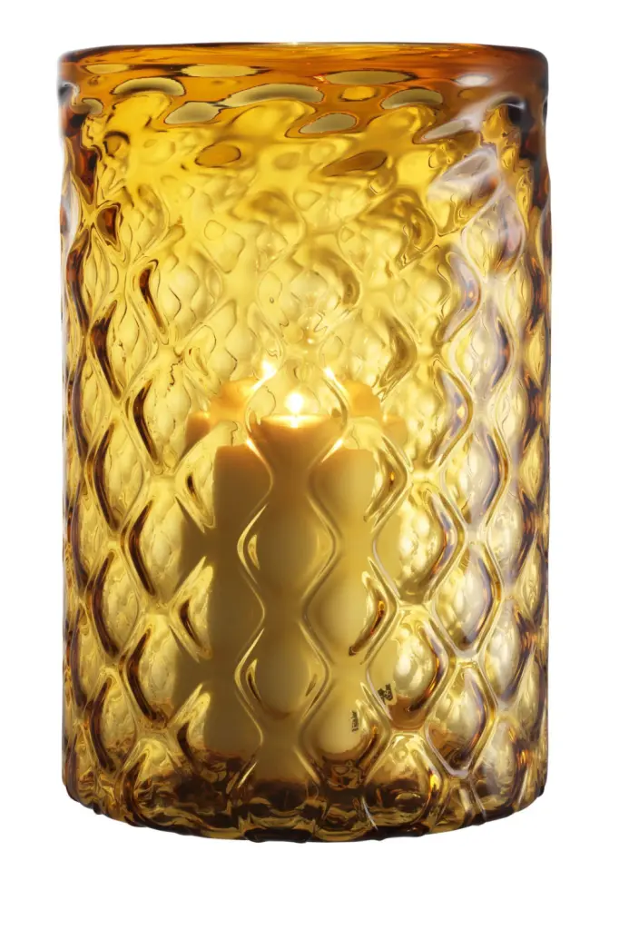 Yellow Glass Hurricane Candle Holder Eichholtz Aquila Large Size