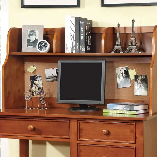 Omnus Oak Wood Hutch Living Room Adjustable Shelves
