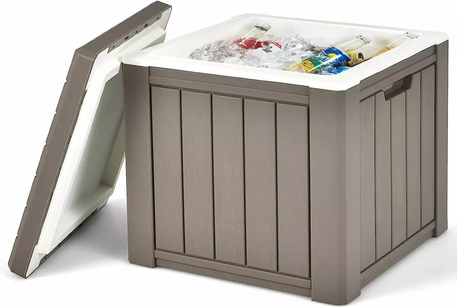 10 Gallon Light Coffee Polypropylene Ice Chest Removable Lid and Built- Handles