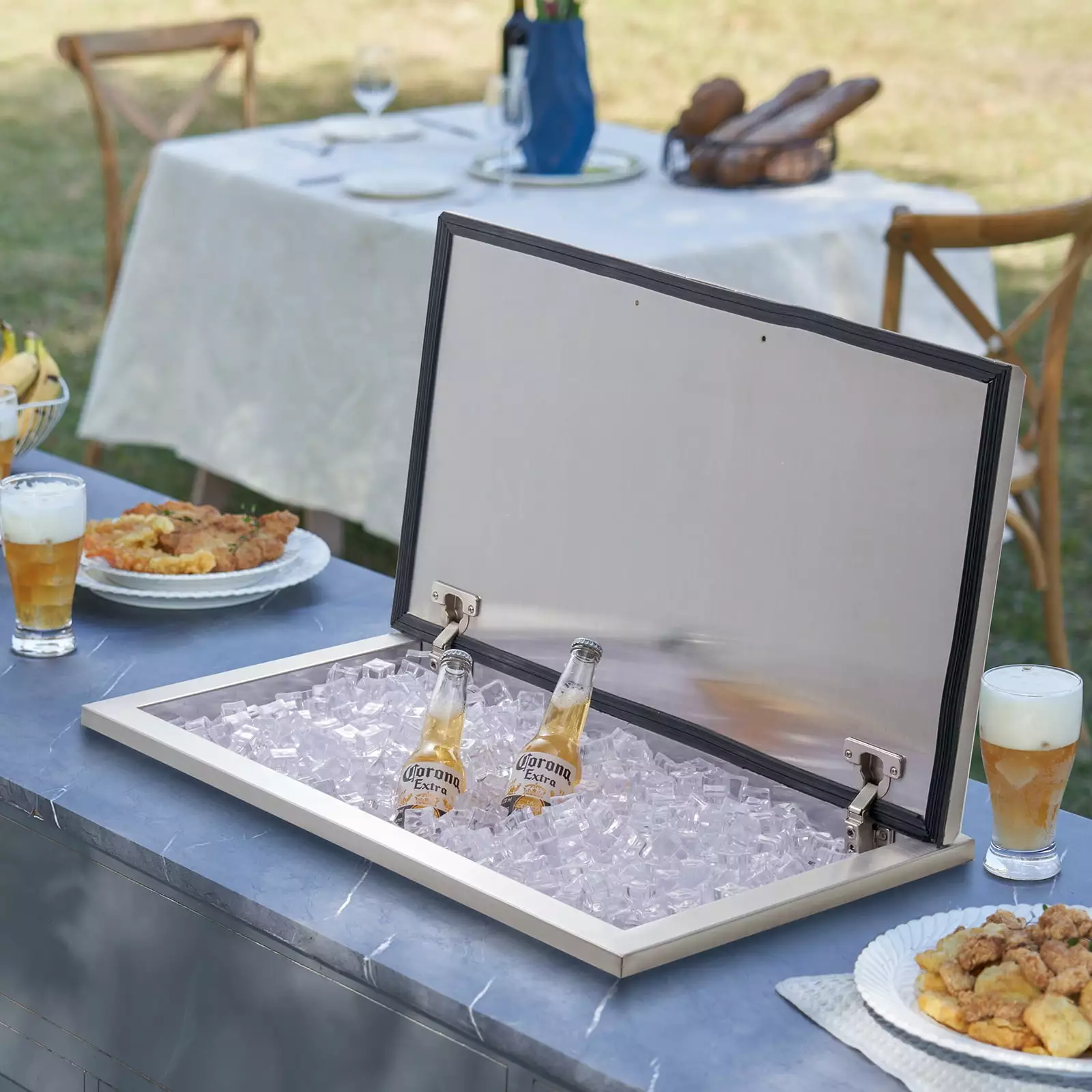 SKYSHALO 24x20x15 Drop Ice Chest Stainless Steel Cooler Cover