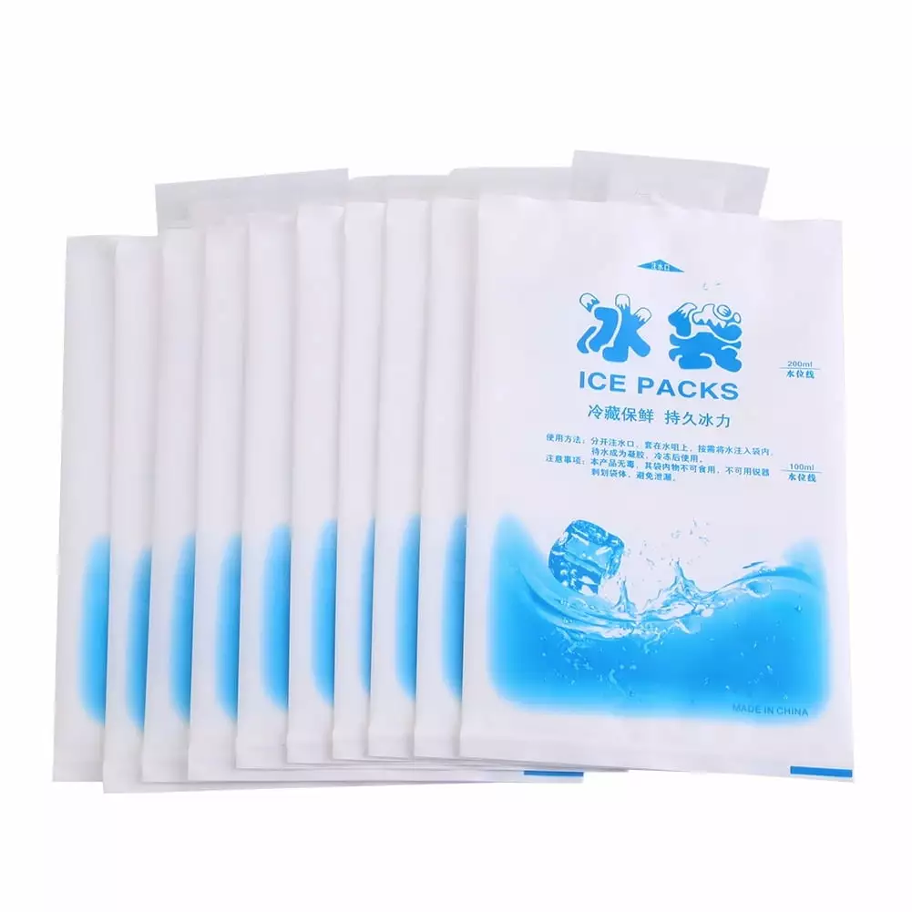 10pcs Reusable Ice Packs Gel Cooling Bags Food Vegetable Wine Medical Industrial Use