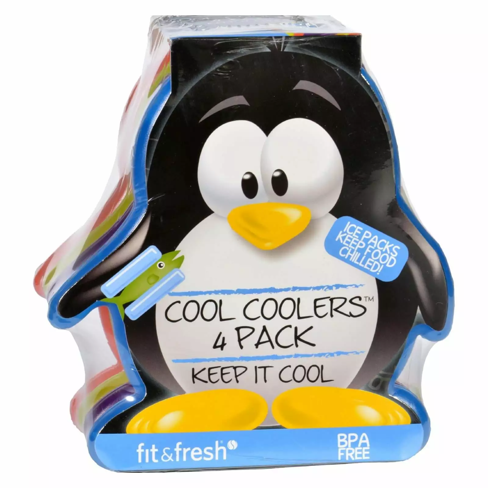 Fit and Fresh Ice Packs Multicolored Penguin 4 Count Coolers and Lunch Boxes
