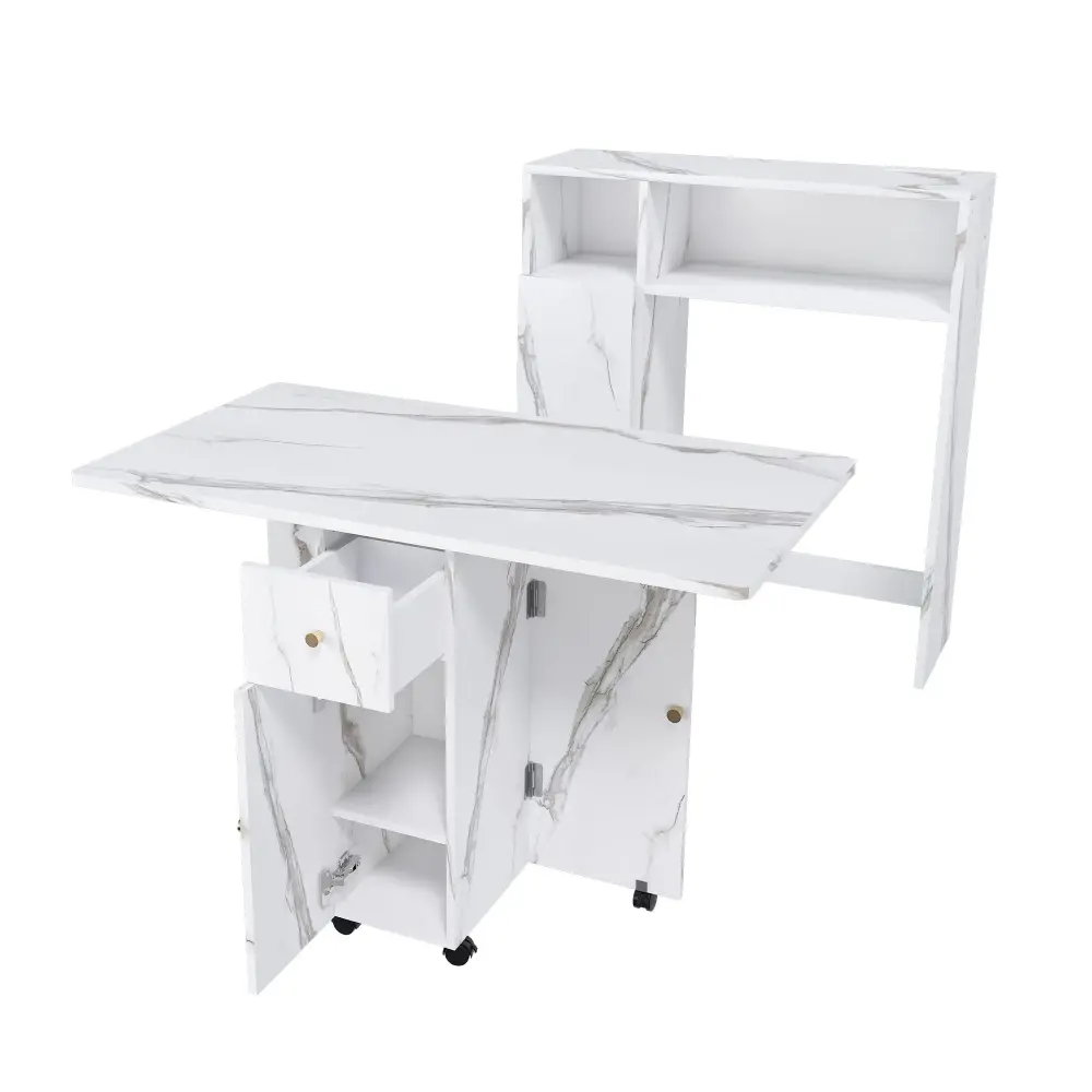 Multifunctional Folding Dining Table Wall-attached Sideboard & Storage