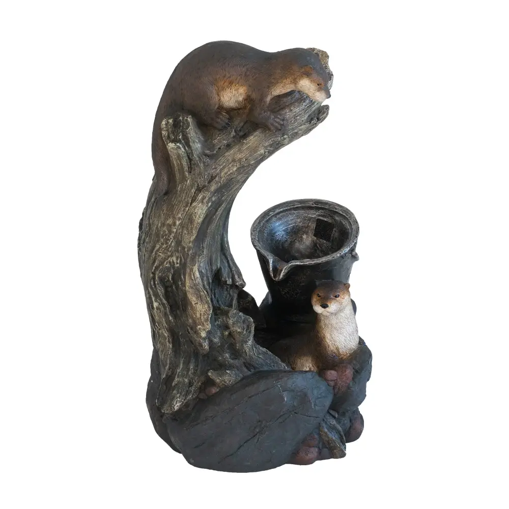Decorative Water Foutain Otter Design, Portable And Pump, Indoor And Outdoor - Brown