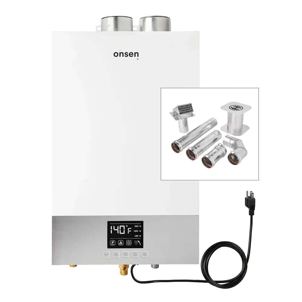 Onsen 14L Indoor Pure Gas Tankless Water Heater 3.7 Gal/Min 100K BTU (w/ 3 Inch Wall Vent Kit)