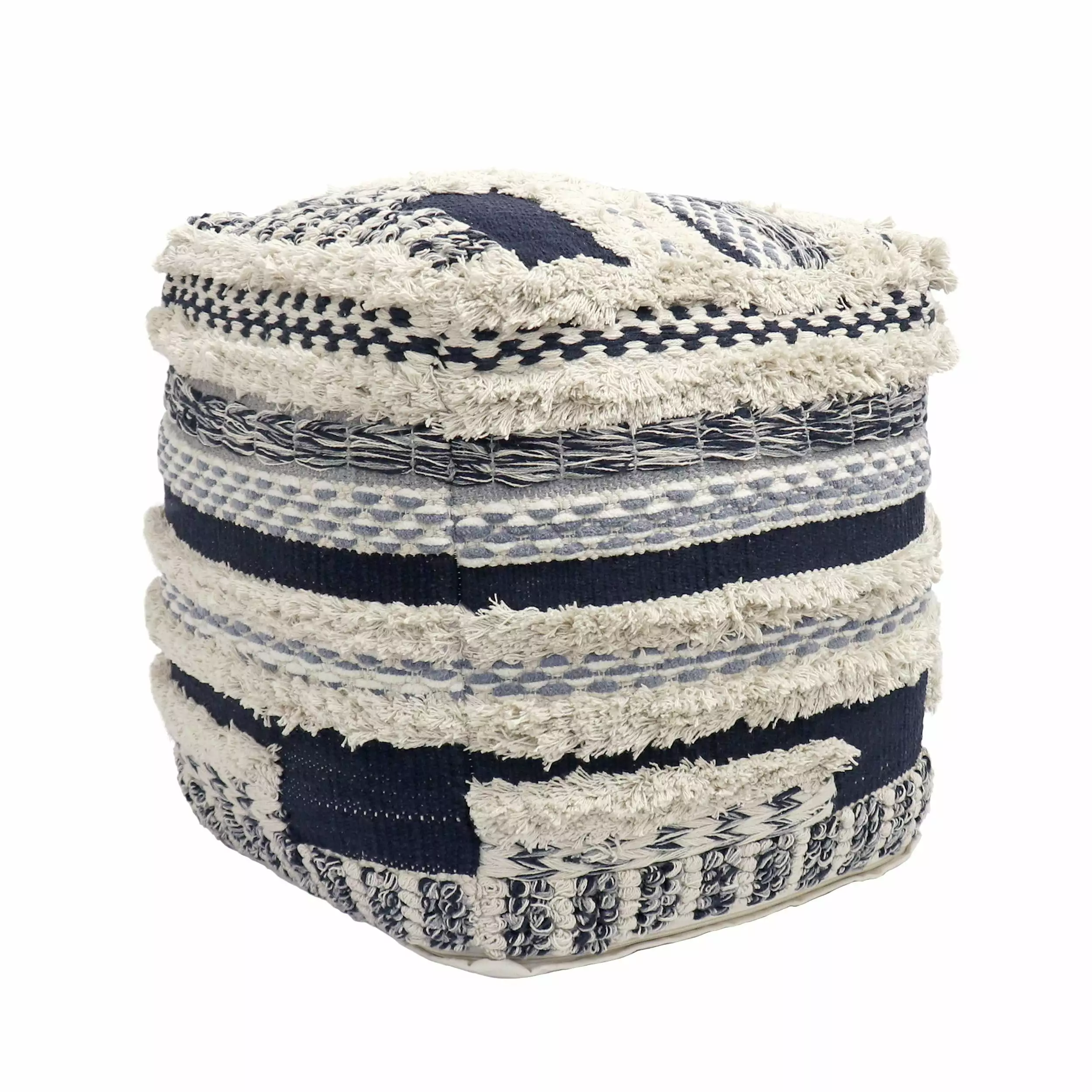 Pasargad Home Grandcanyon Gatherion Cotton Indoor Pouf 18x18x18 Inch