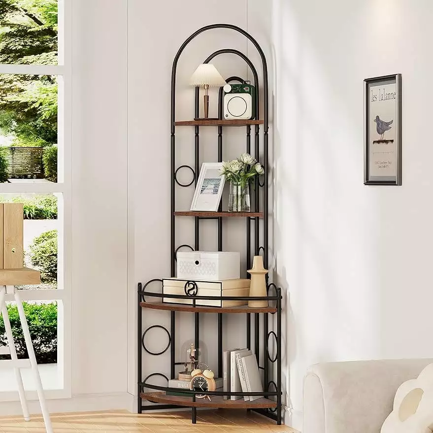 CIATRE 60 Inch Industrial Corner Shelf Metal Frame Living Room Bedroom Home Office