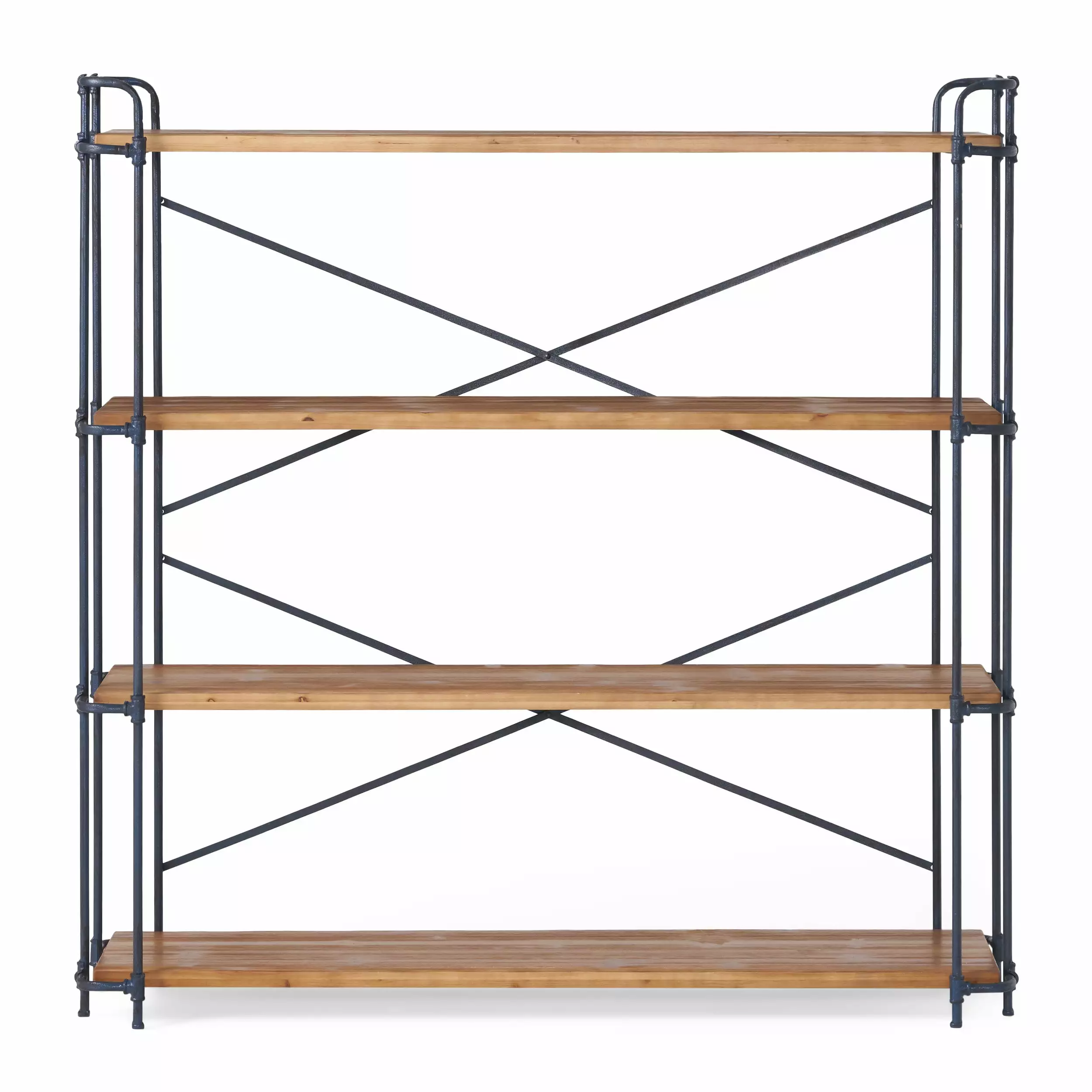 GDF Studio Mercia Industrial 4 Shelf Firwood Bookcase Multicolor Denise Austin Home