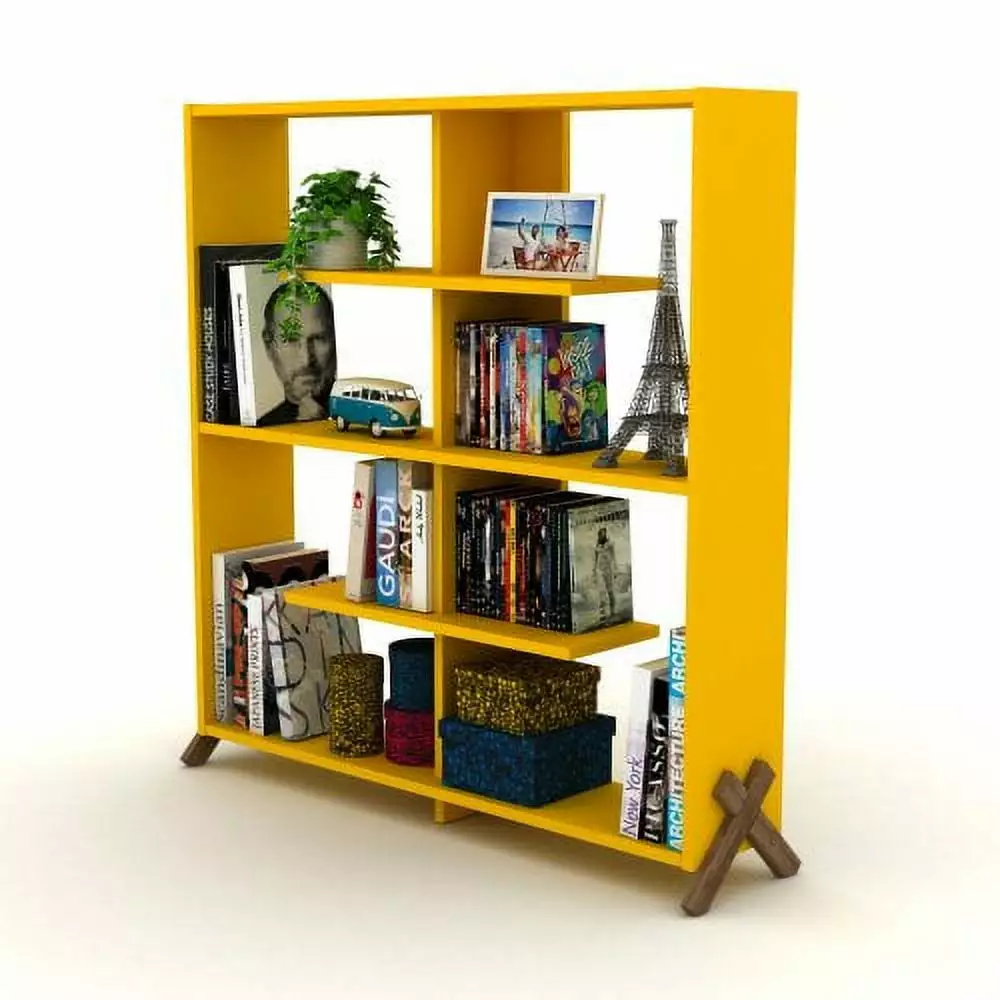 Furnish Home Store Kipp Wood Frame Etagere Open Back 6 Shelves Bookcase Industrial Bookshelf Office and Living Rooms Onuobao