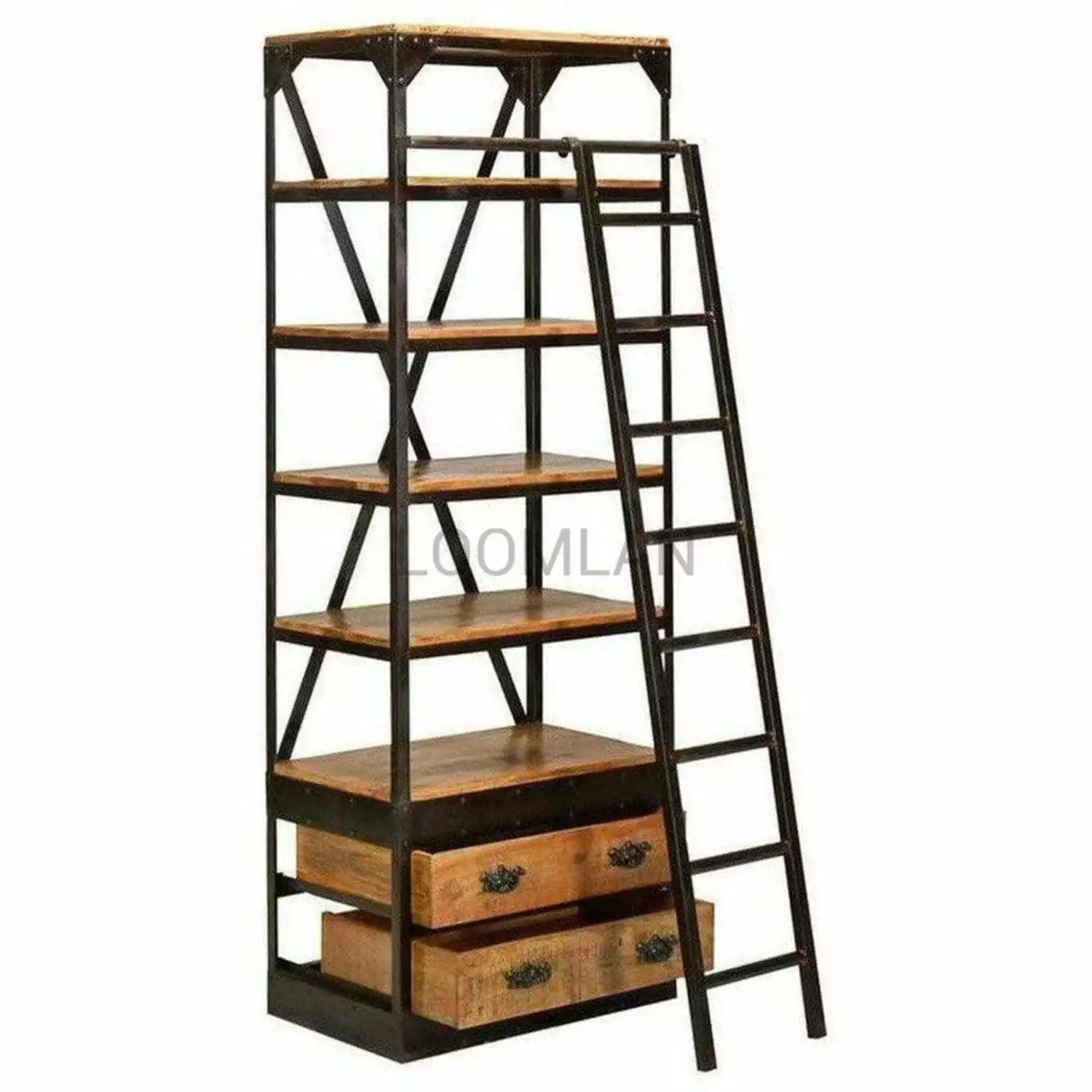 80x32 Industrial Mobile Library Bookcase Ladder Sideboards & Things