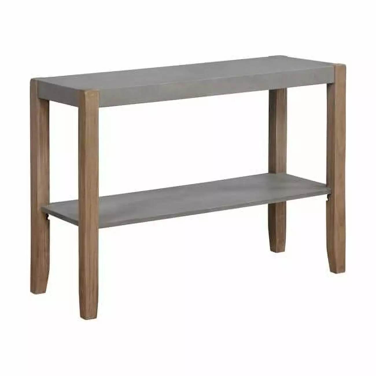 Alaterre Newport 40 Inch Faux Concrete and Wood Console Table Shelf Light Amber Console