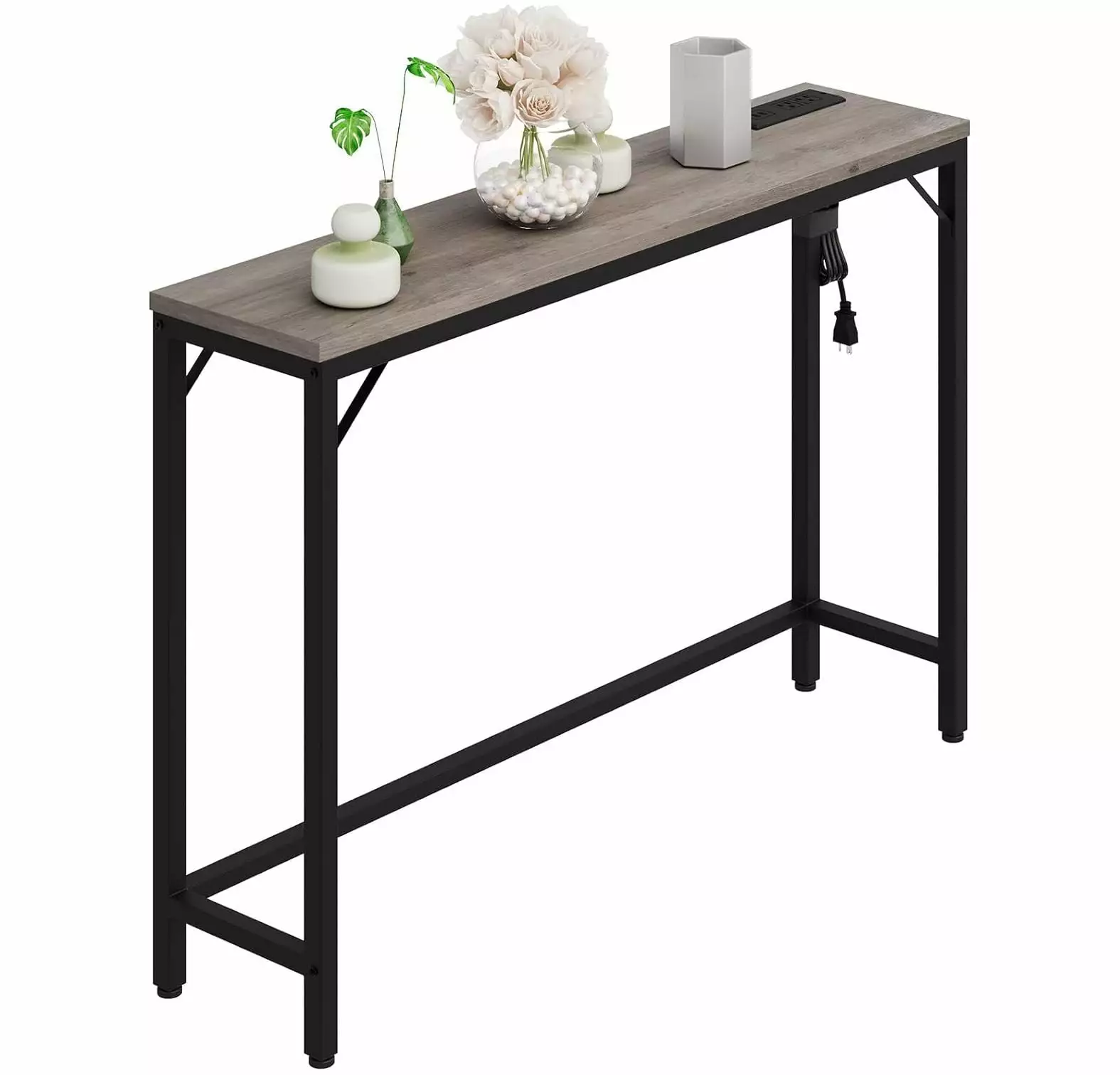 CodYinFI Industrial Console Table Power Outlets and USB Ports Console