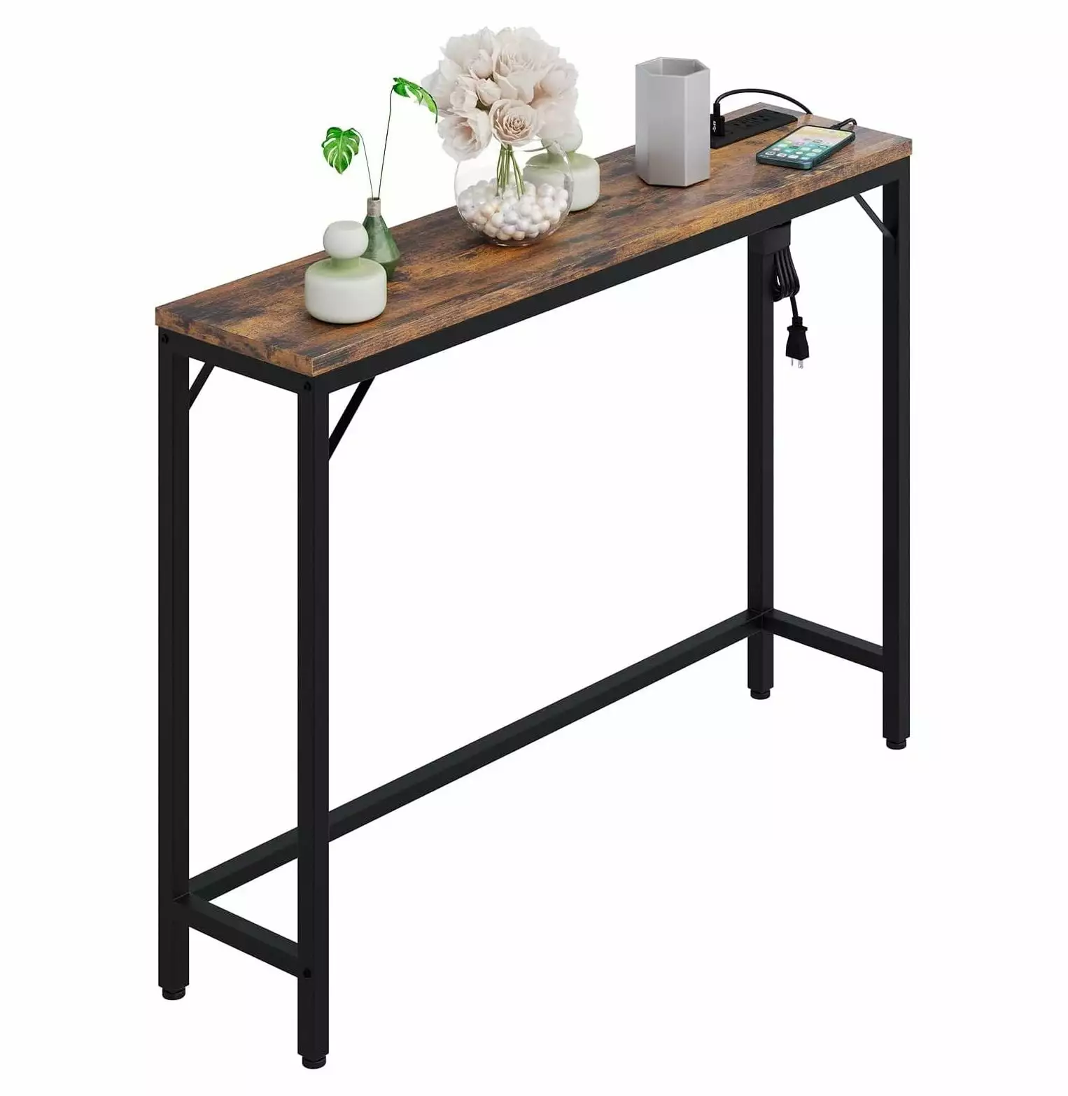 CodYinFI Vintage Entryway Table Power Outlets and USB Ports Console