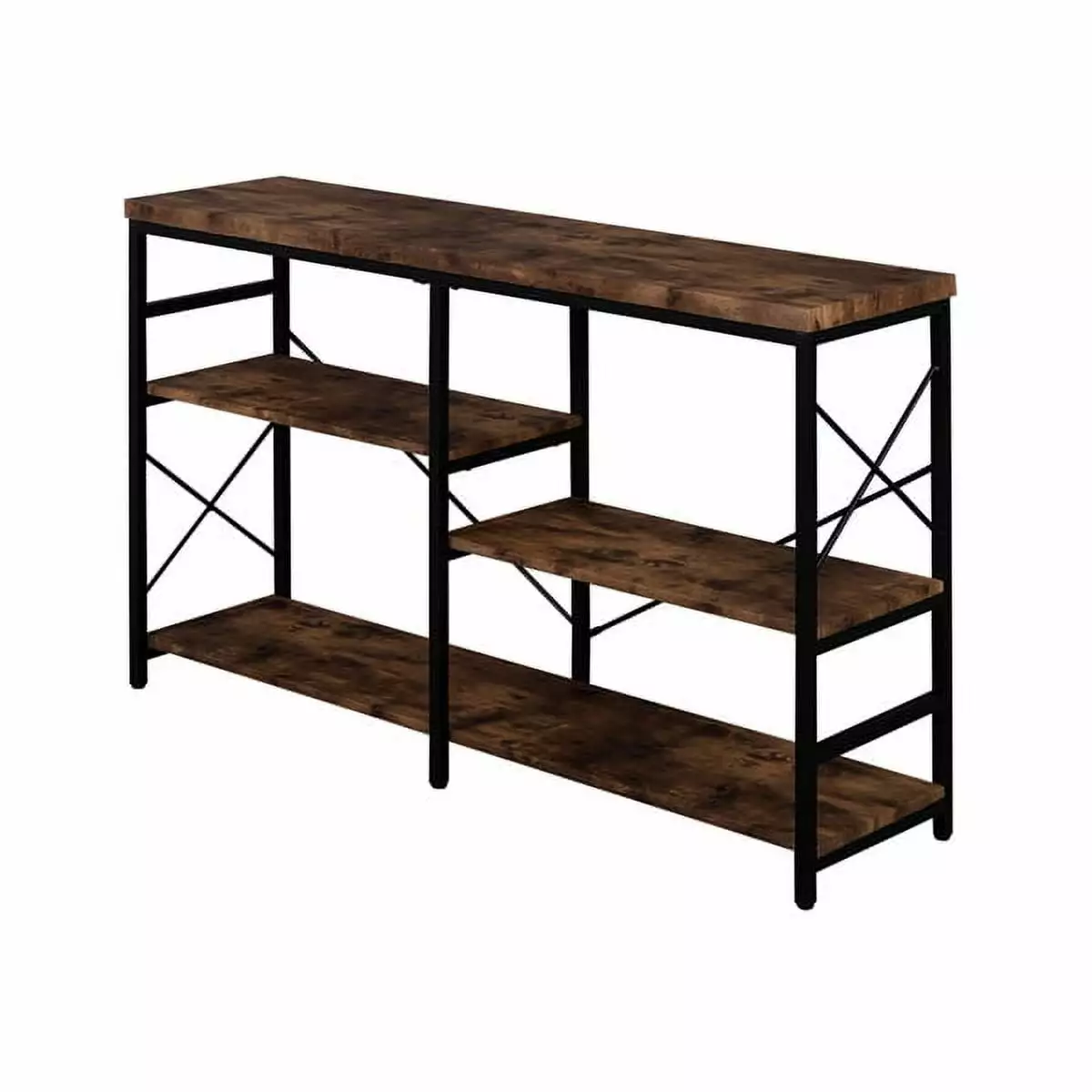 Wulawindy Industrial Brown Console Table 3-Tier Storage Shelf Narrow Spaces Console
