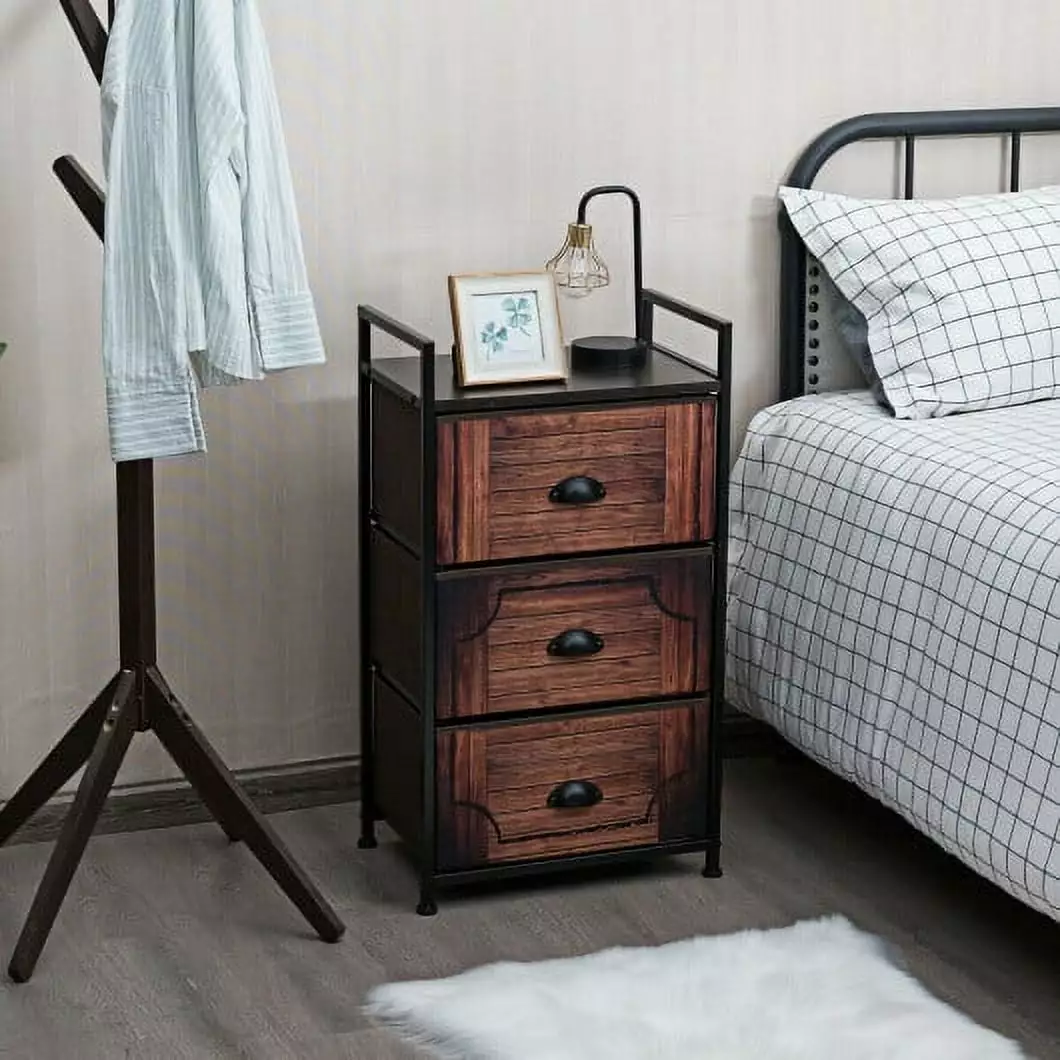 Industrial 3-Layer Fabric Dresser Fabric Drawers and Steel Frame Bedroom CostwayINC