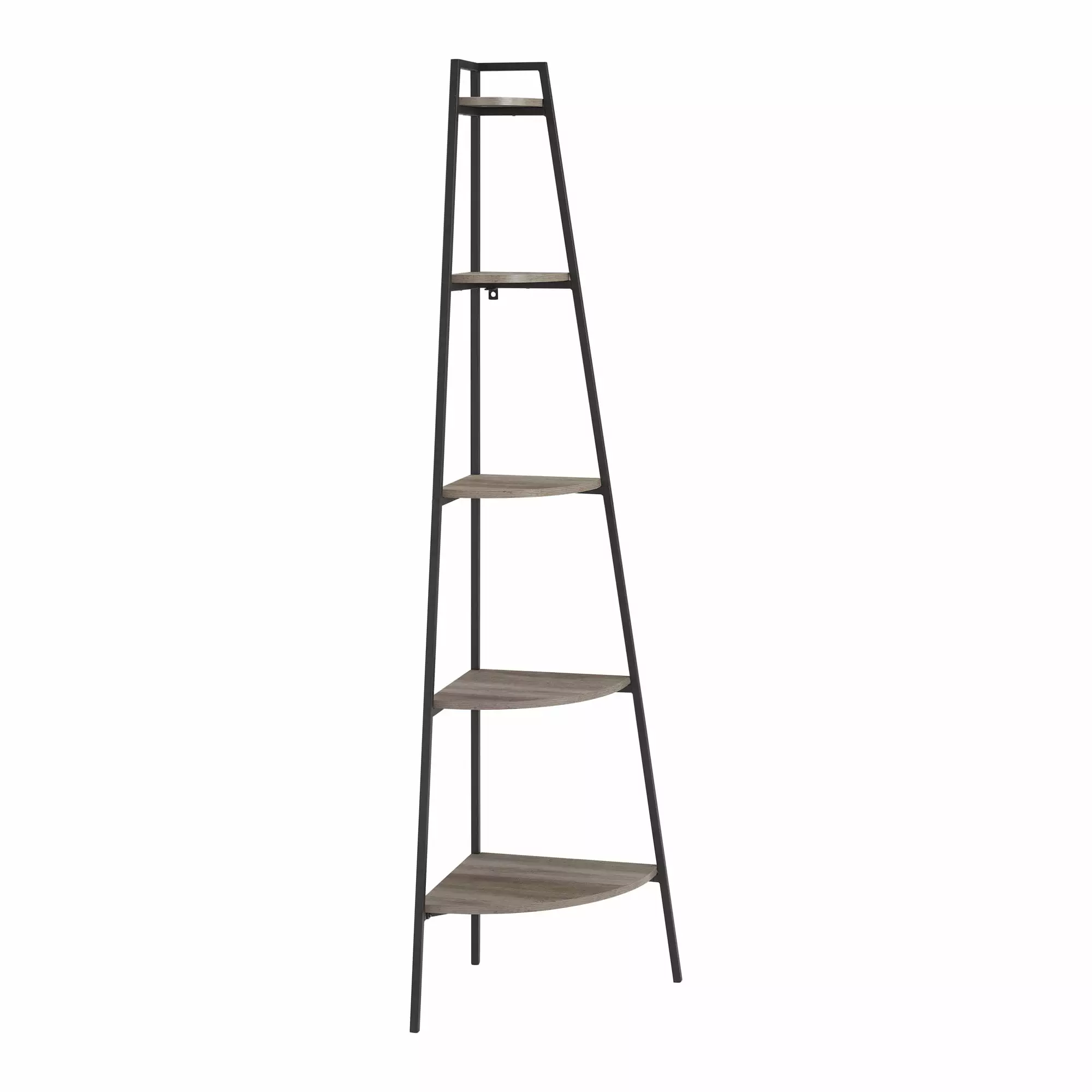 GeeHome Modern Industrial Metal and Wood Corner Bookshelf Grey Wash