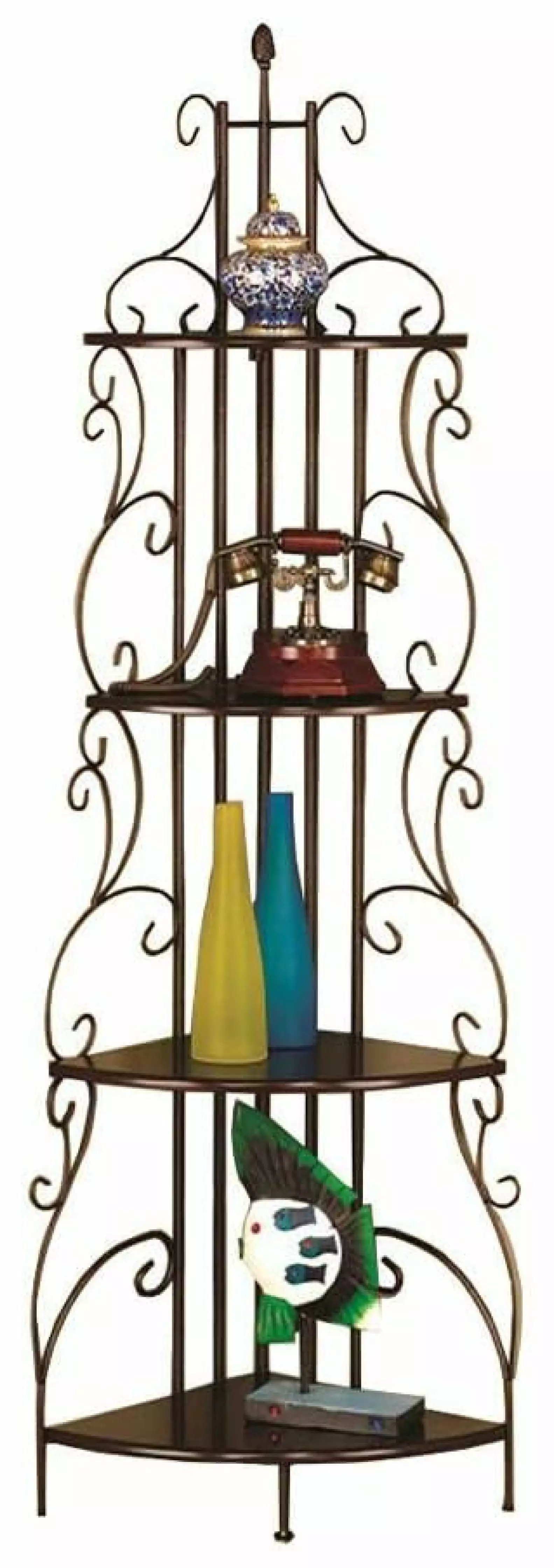 Corner Shelf Two Drawers 72.64 Tall 4-Tier Industrial Bookcase Black Gexandy