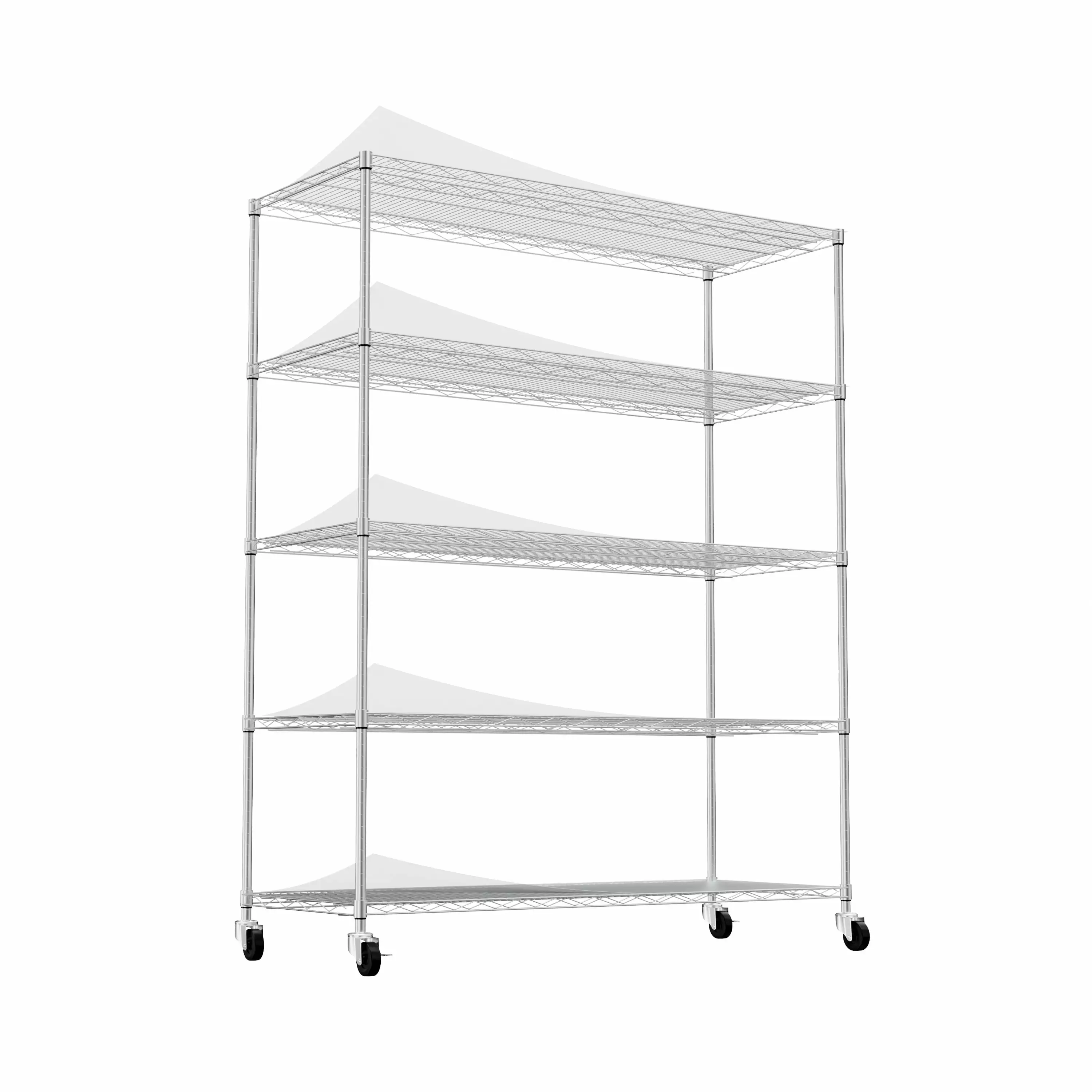5-Tier Heavy Duty Adjustable Shelving Wheels Warehouse Supermarket Kitchen 59.45x24.02x71.65 Inches SMHZ