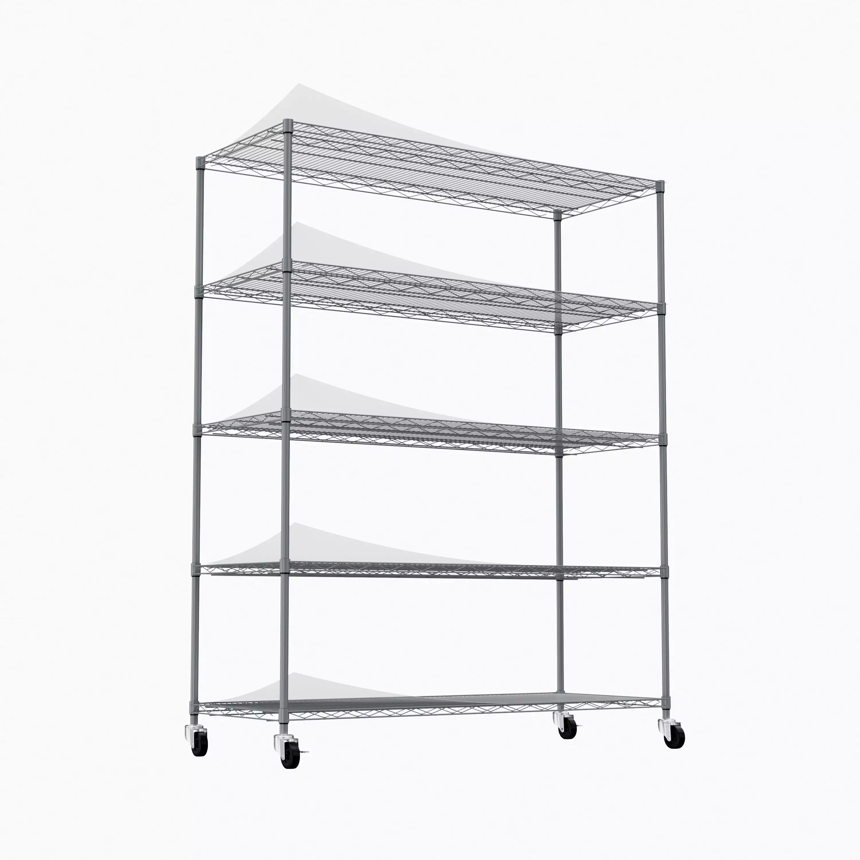 5-Tier Heavy Duty Adjustable Shelving Wheels Warehouse Supermarket Kitchen Gray 59.45x24.02x71.65 Inches SMHZ