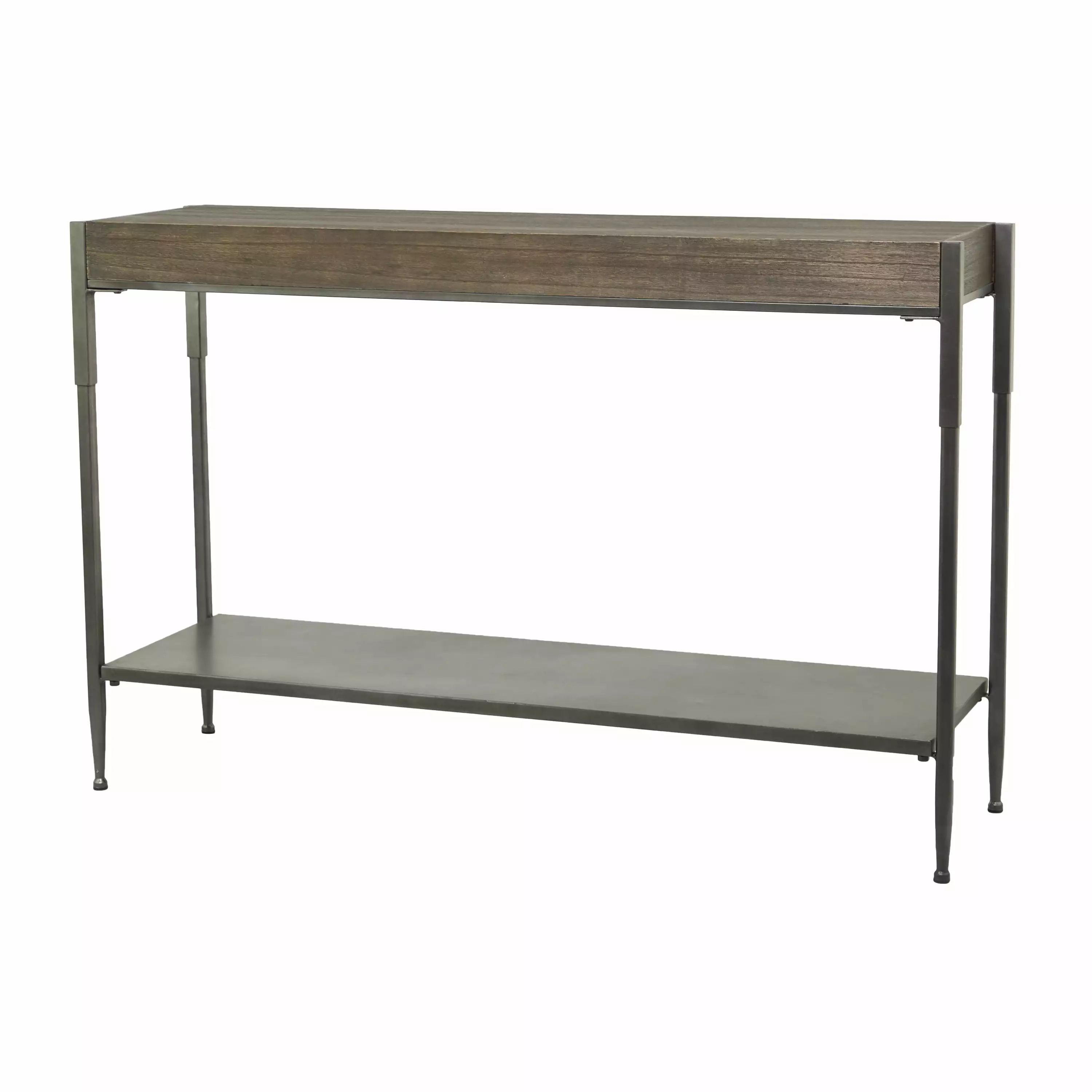 DecMode 49 x 32 Gray Metal 1 Shelf Console Table Brown Wood Top - Industrial Style 1-Piece Console