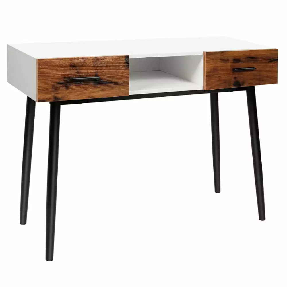 YYAo 42 Inch Industrial Console Table 2 Drawers Entryway Hallway Living Room Console