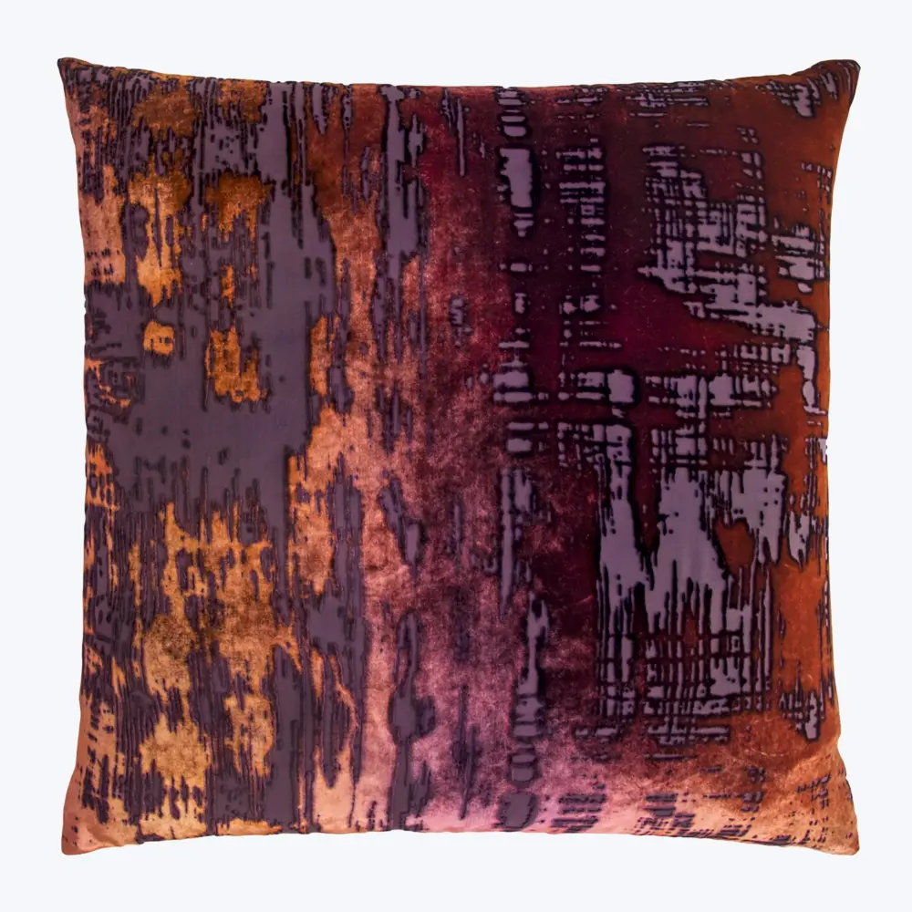 Hypoallergenic Organic Brushstroke Soft-touch Pillow, Wildberry