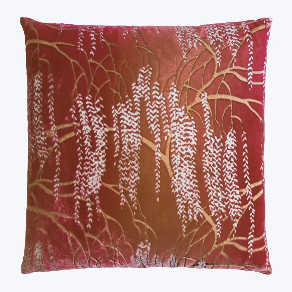 Willow Metallic Plush fabric Pillow, Wildberry