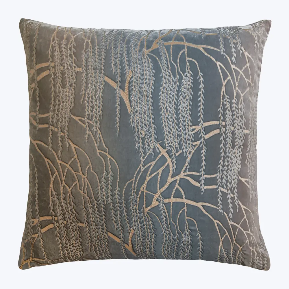 Willow Metallic Velour Pillow, Gunmetal